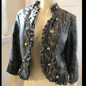 Faux reptile skin 3/4 sleeve jacket